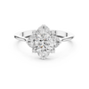 Round center diamond ring with marquise and round diamond floral halo