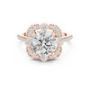 round center diamond ring with floral-inspired halo and pav‚ band