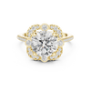 round center diamond ring with floral-inspired halo and pav‚ band