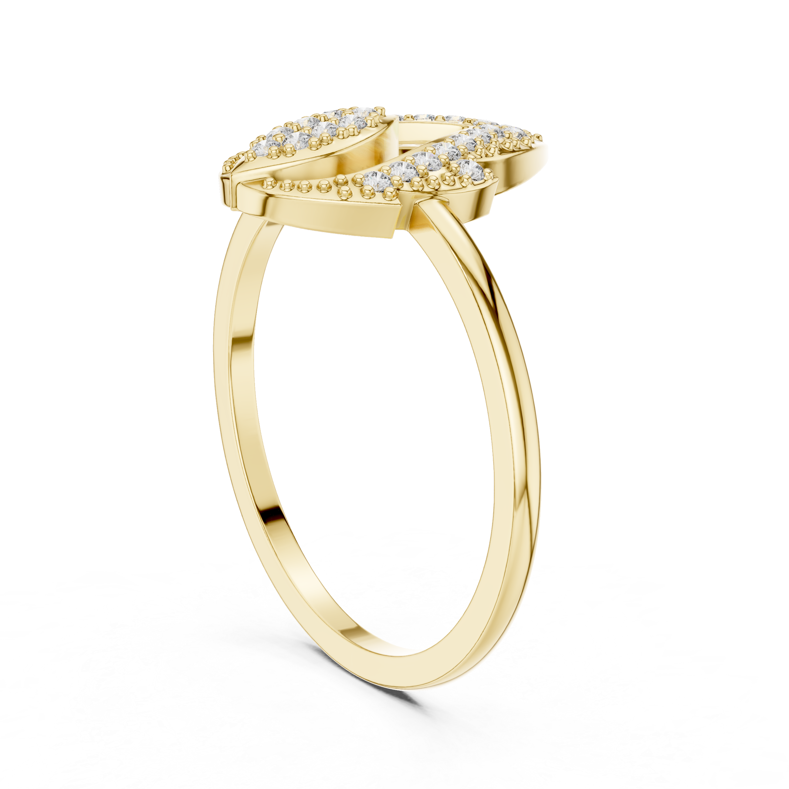 Radiant Rose Leaf Diamond Ring