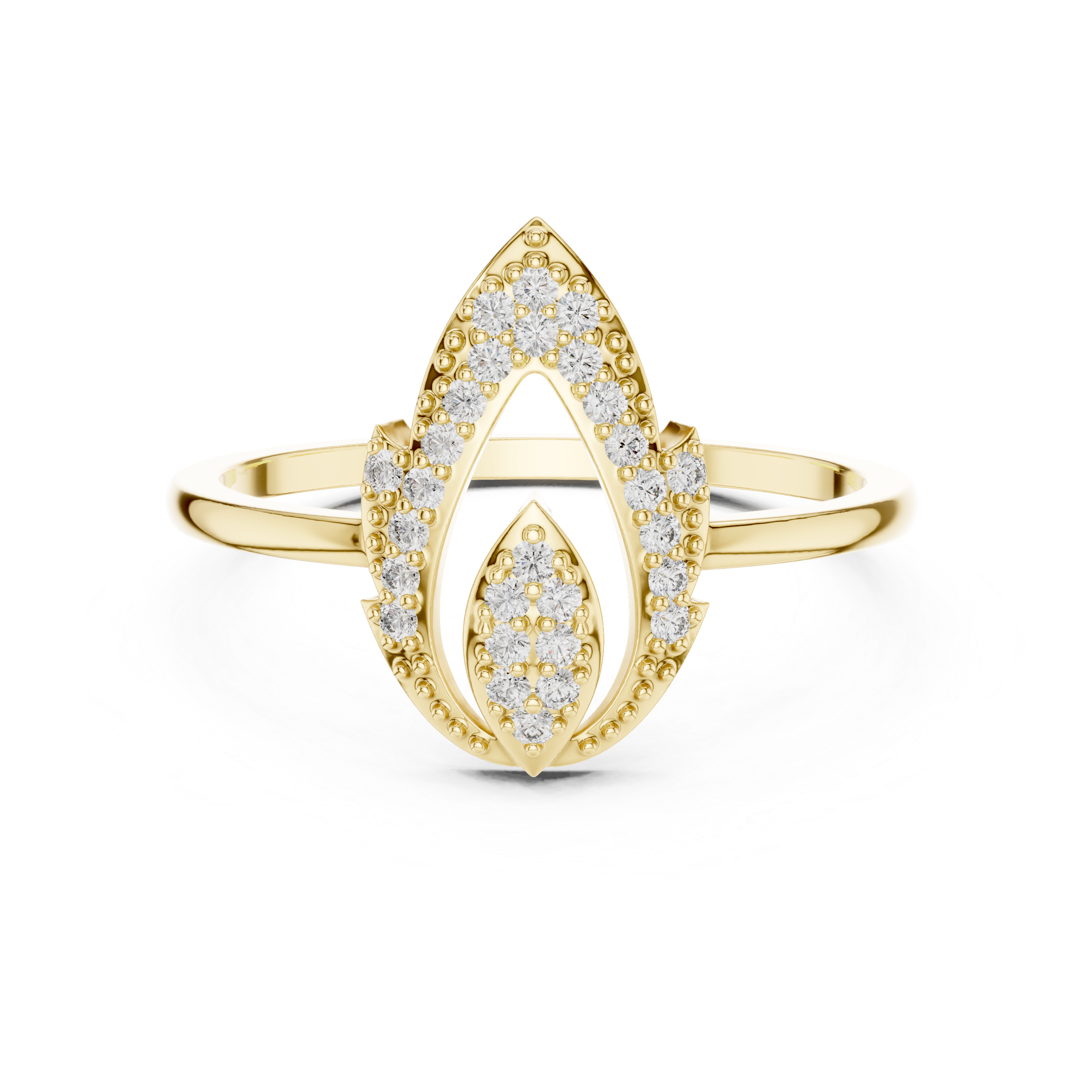 Radiant Rose Leaf Diamond Ring