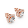 Hexa Halo Elegance: Rose Gold Diamond Studs