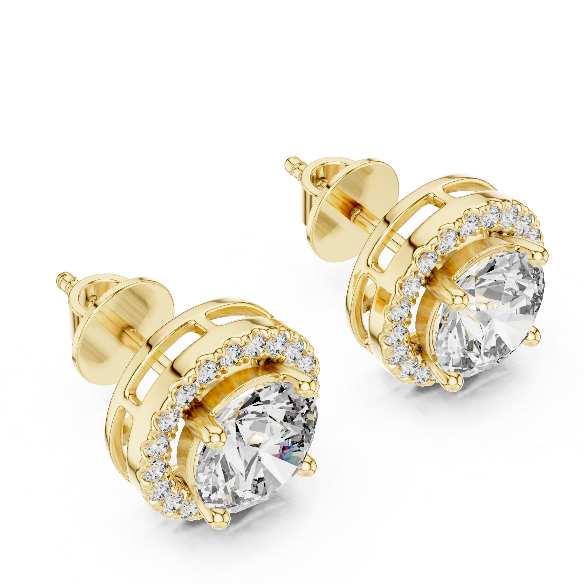 Radiant Rose Halo Diamond Studs
