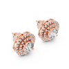 Rose Gold Double Halo Diamond Stud Earrings