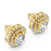 Rose Gold Double Halo Diamond Stud Earrings