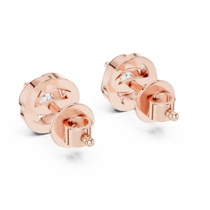Rose Gold Diamond Stud Earrings with Braided Design