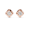 Rose Gold Diamond Stud Earrings with Geometric Setting