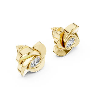 Elegant Rose Gold Floral Diamond Stud Earrings