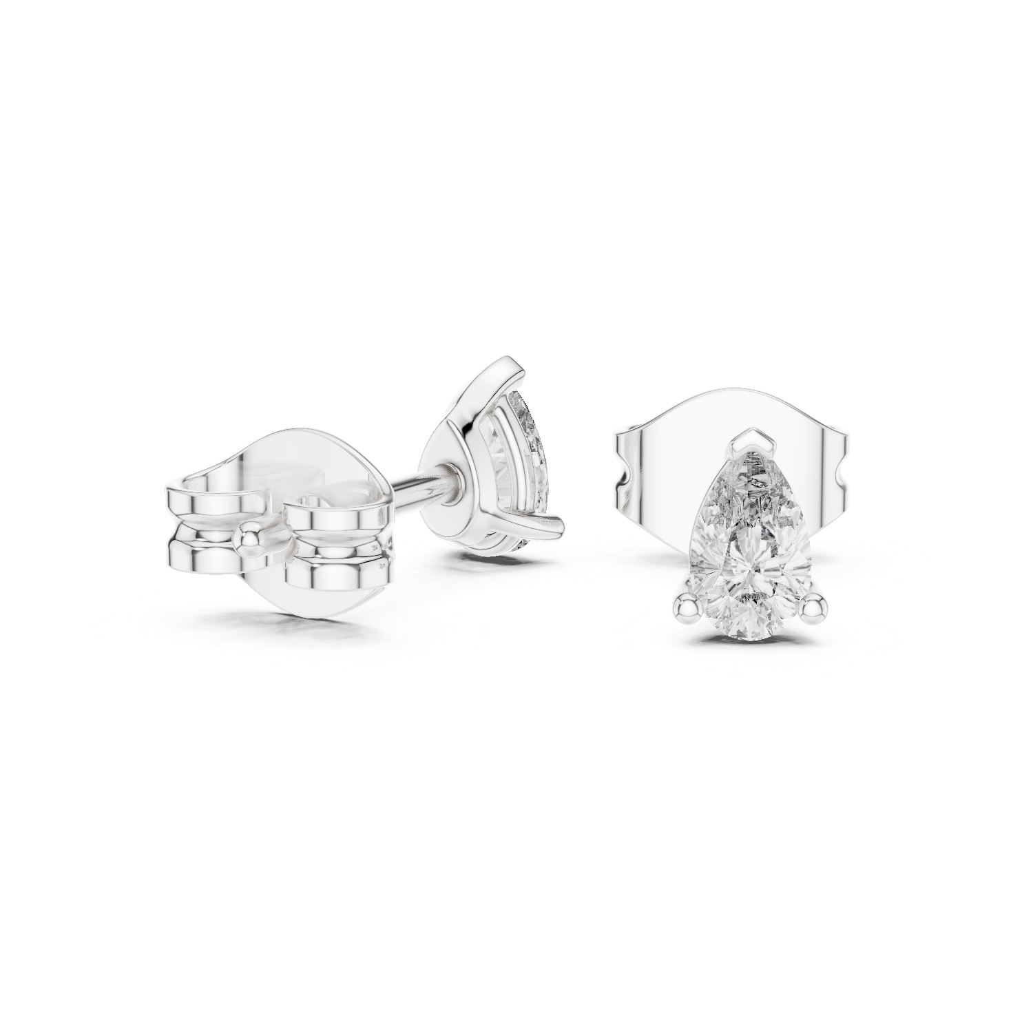 Delicate Pear-Shaped Diamond Stud Earrings