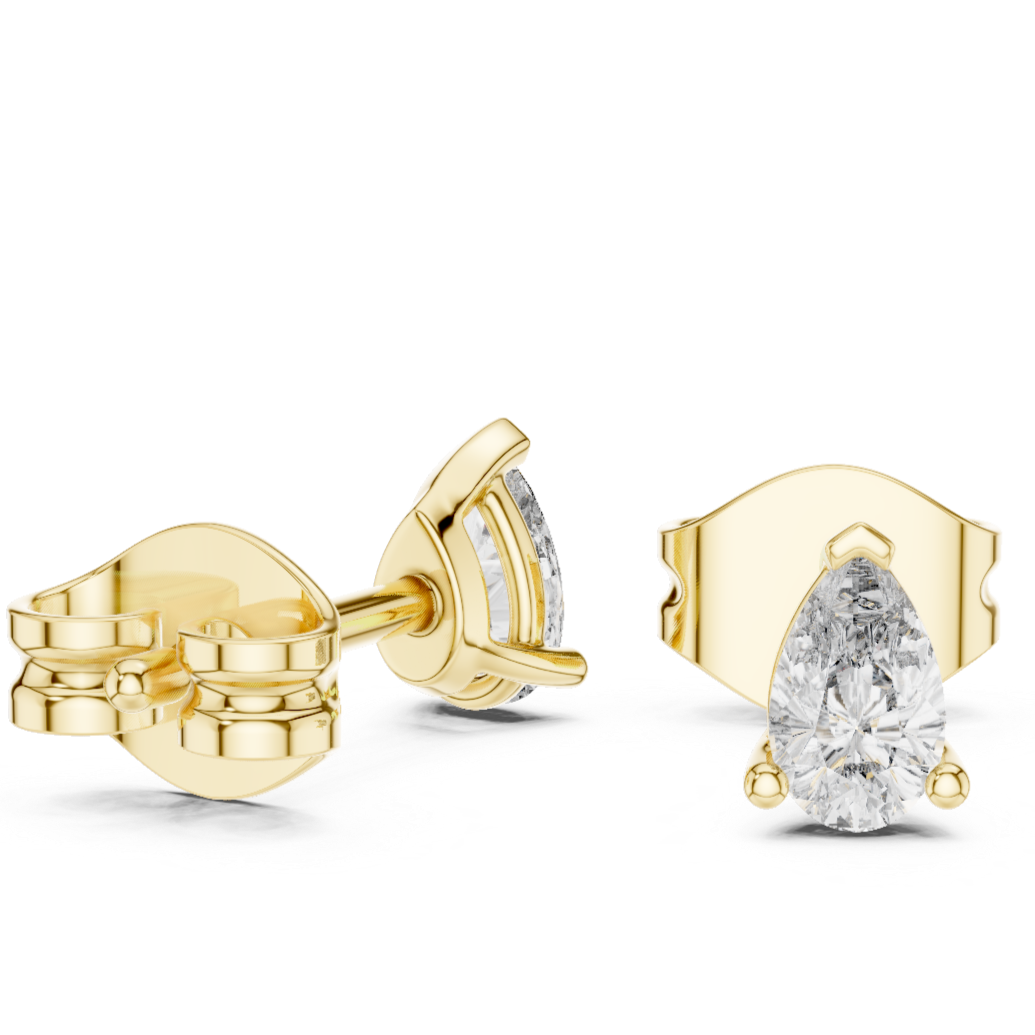 Delicate Pear-Shaped Diamond Stud Earrings