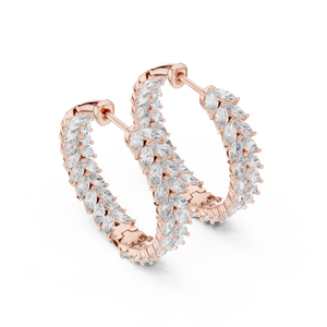 Radiant Marquise Diamond Leaves Hoops