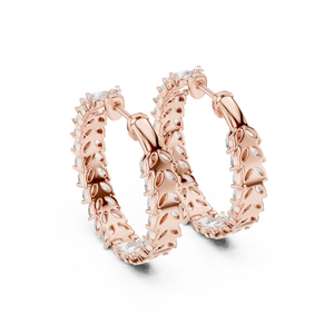 Radiant Marquise Diamond Leaves Hoops