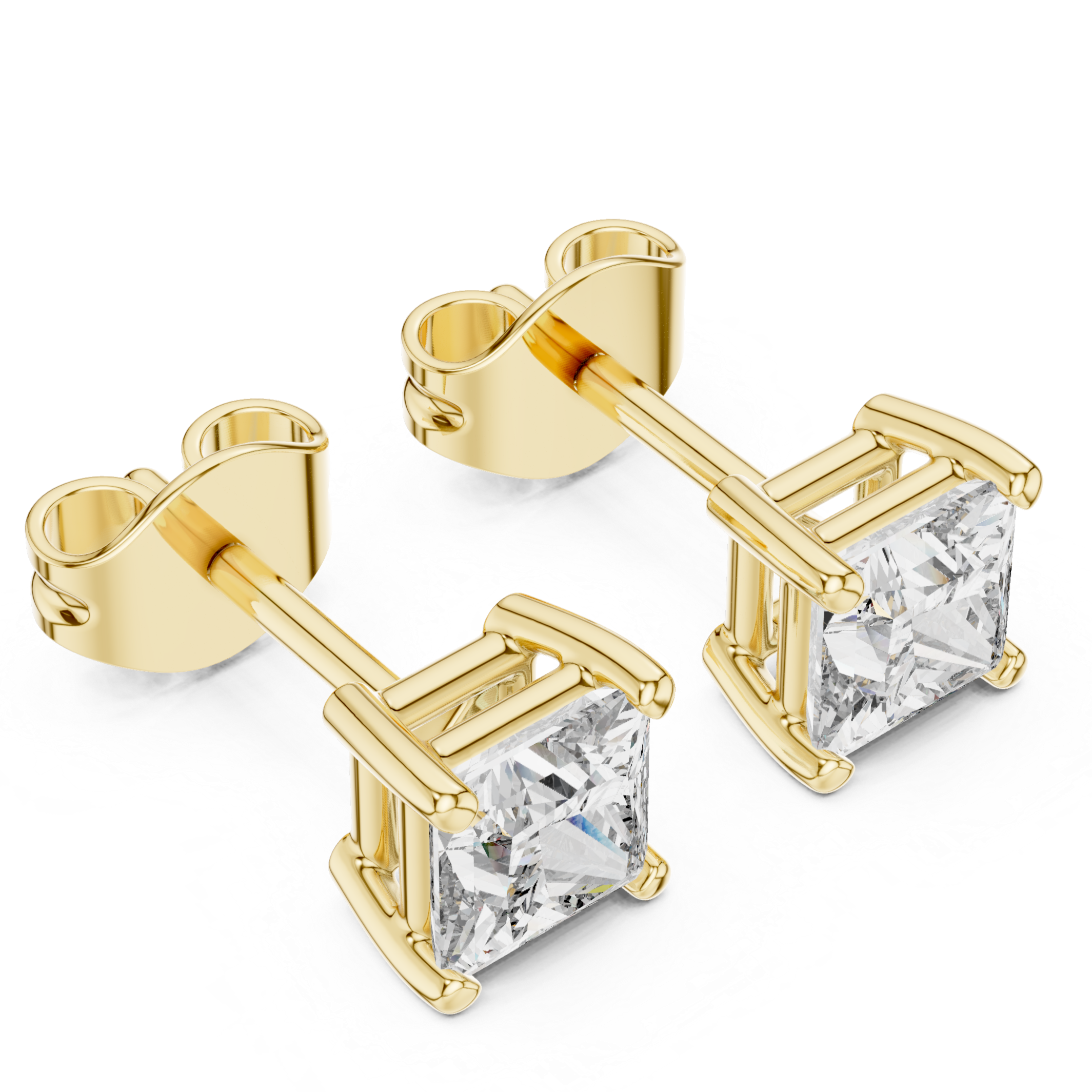 Classic Brilliance: Princess-Cut Diamond Stud Earrings