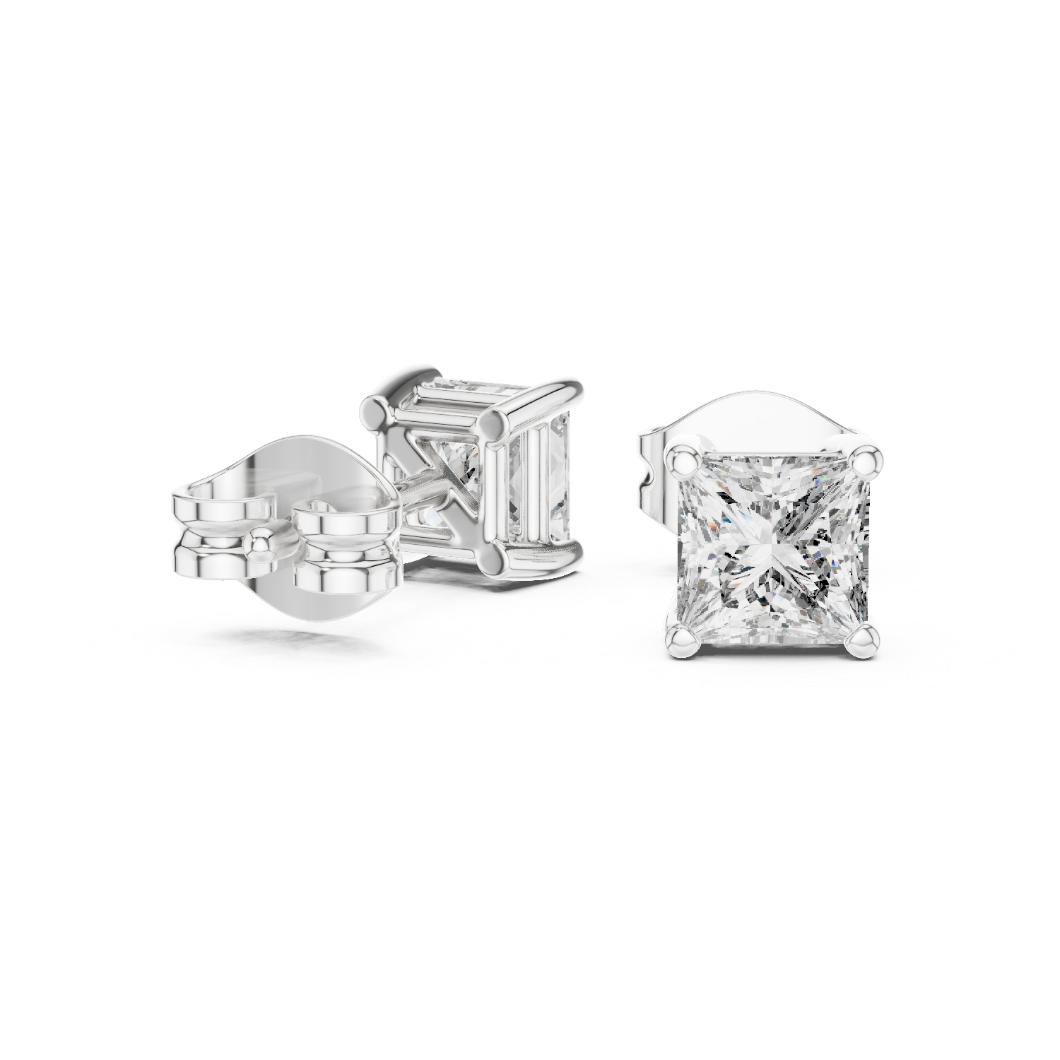Classic Brilliance: Princess-Cut Diamond Stud Earrings