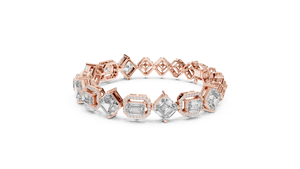 Geometric Rose Gold and Diamond Bracelet