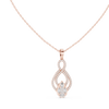 infinity-inspired pendant with a pavé diamond loop and a pear-shaped cluster centerpiece.