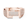 Contemporary Rose Gold Ring with Diamond-Encrusted Geometric Top