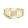 Gold Diamond-Studded Geometric Ring