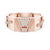 Art Deco-Inspired Rose Gold Ring with Diamond Cluster and Engraved Detailing