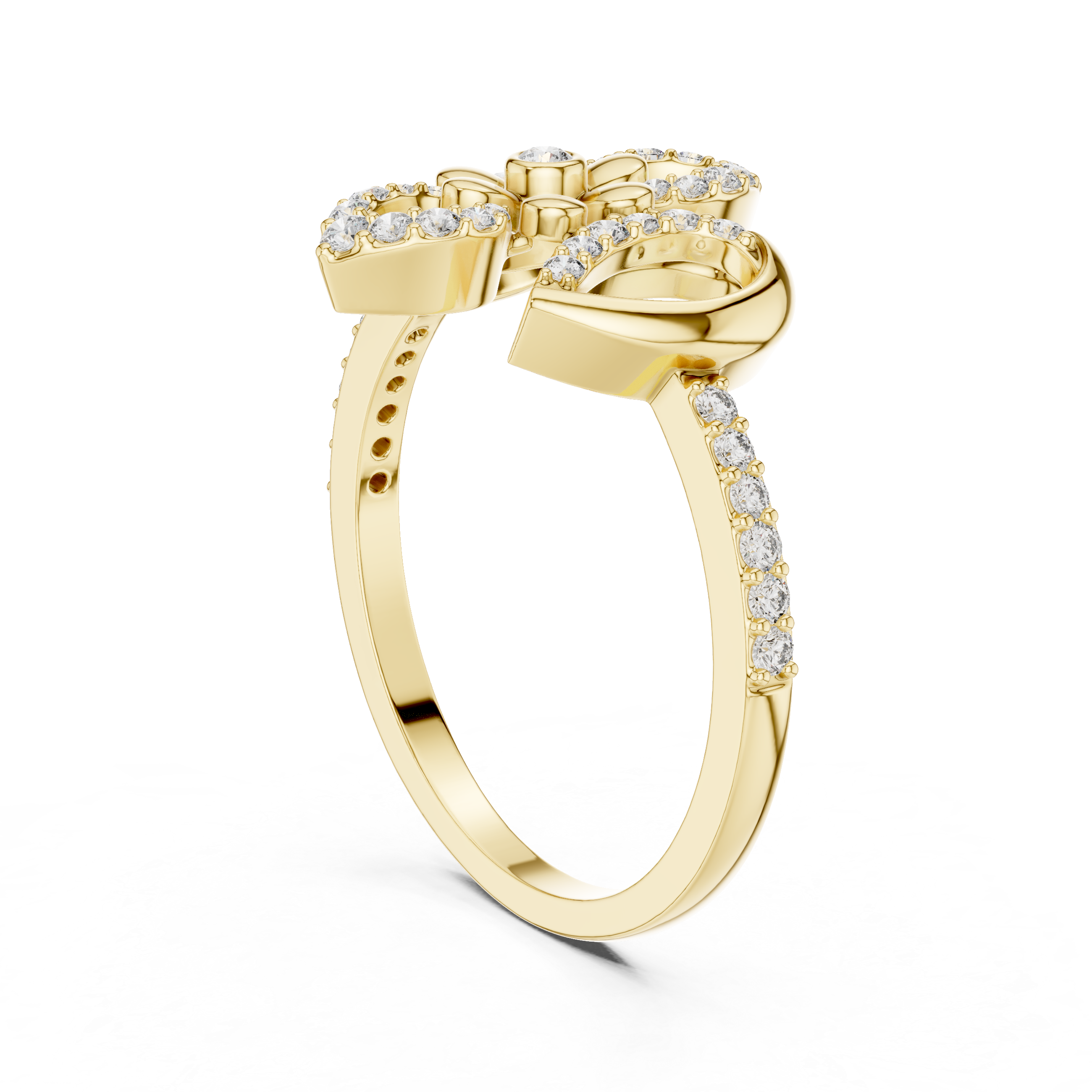 Emphasizing the shimmering leaf-like petal design.