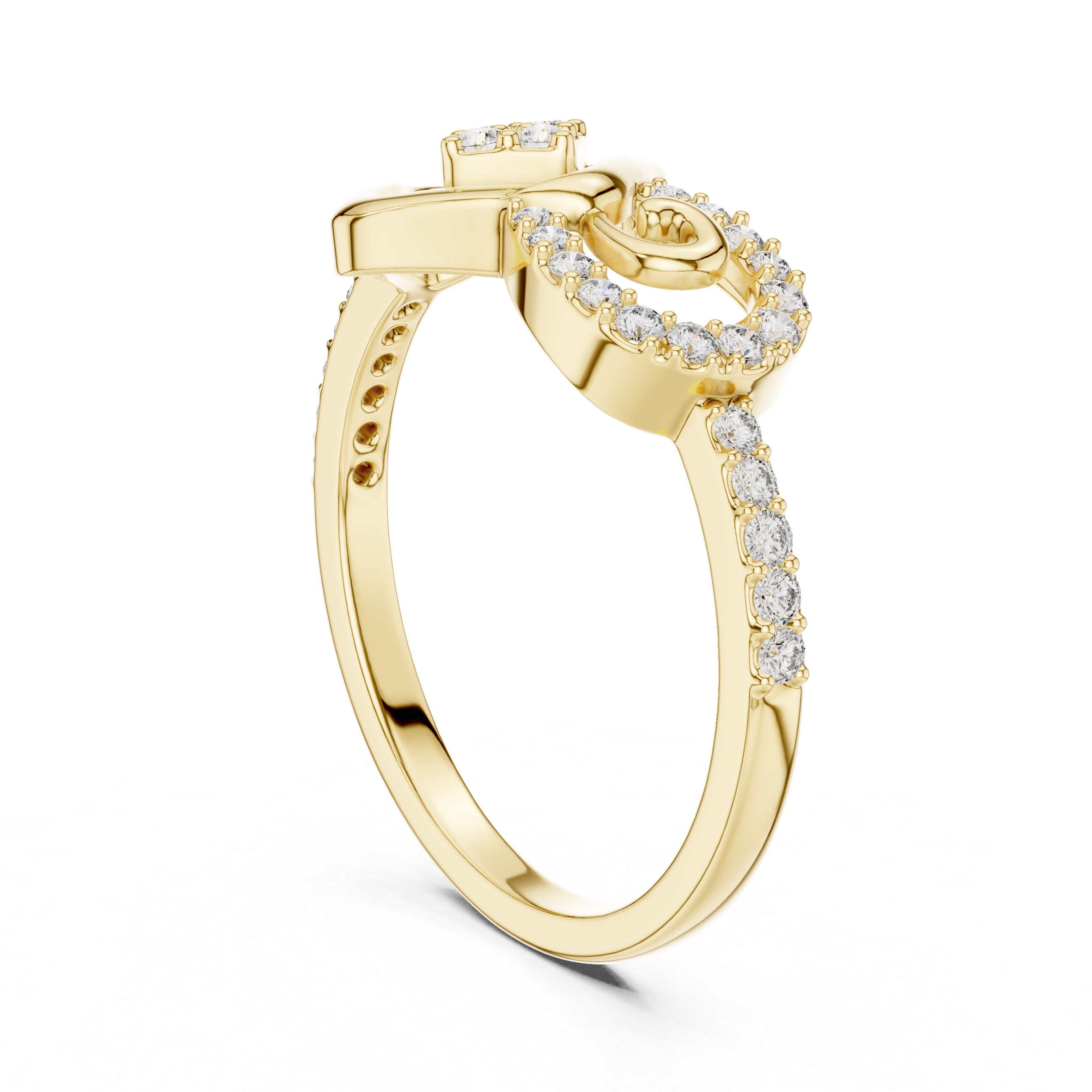 Rose Gold Diamond Ring with Modern Geometric Design