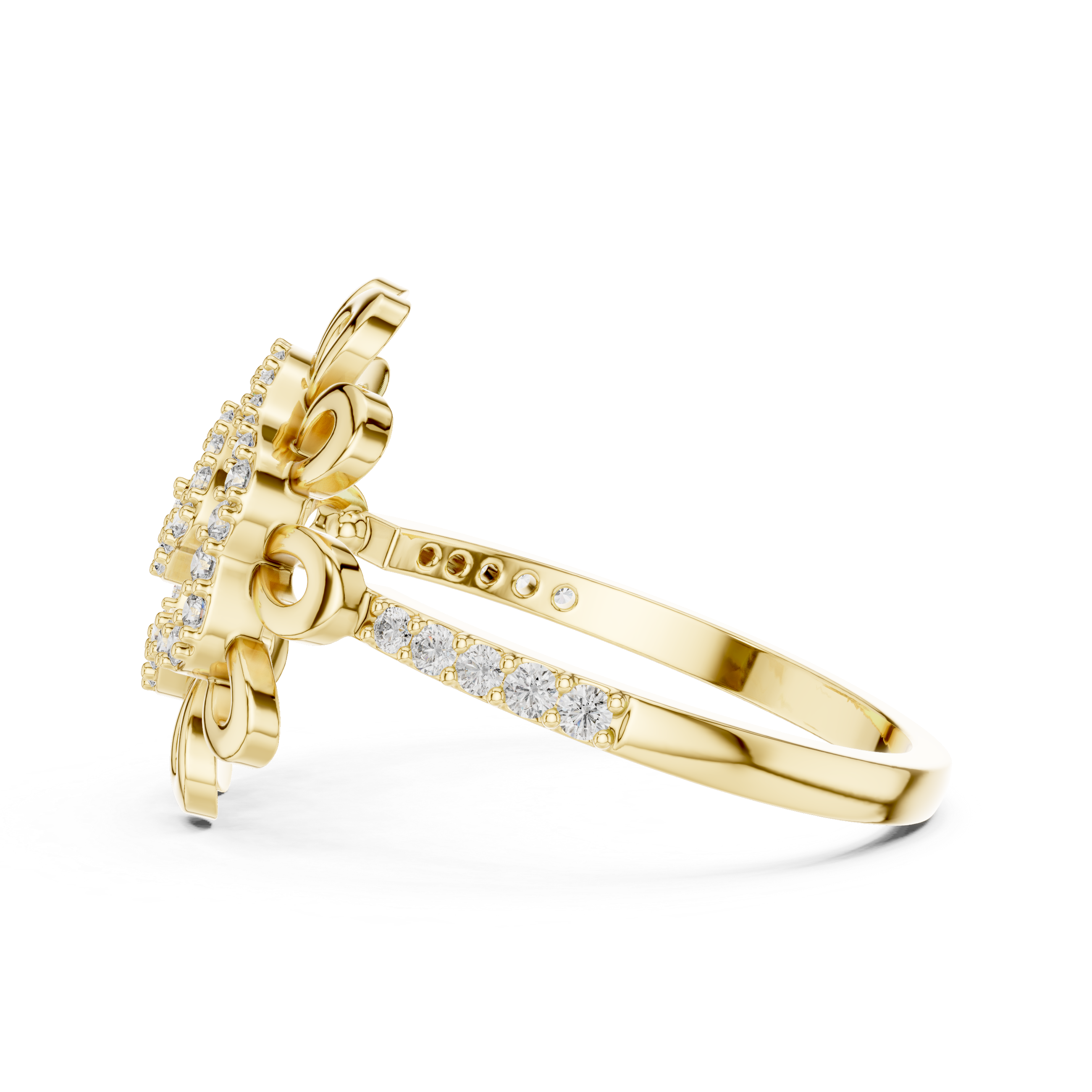 Floral-Inspired Rose Gold Diamond Ring with Intricate Petal Design