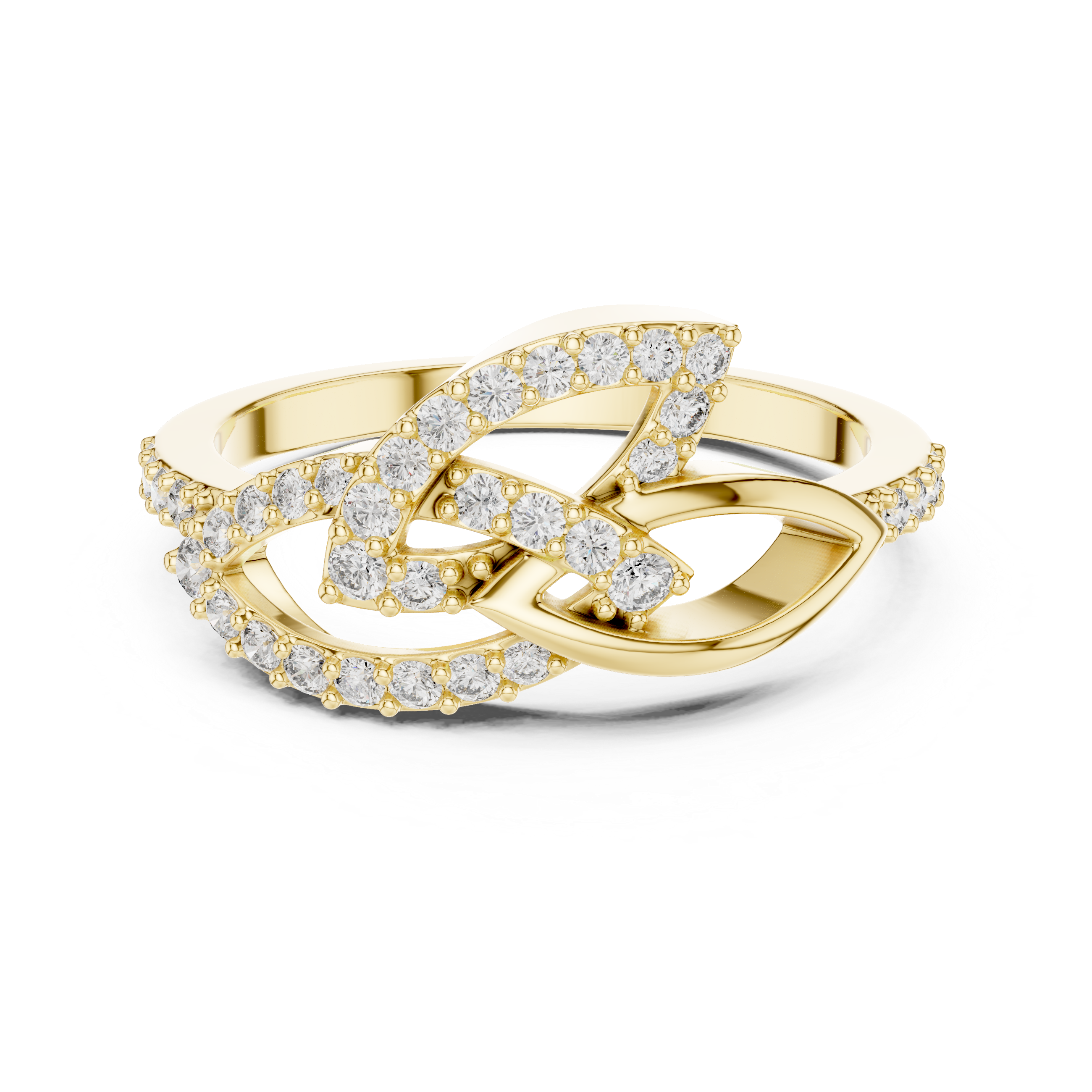 Gold Diamond Ring with Twisted Band Design