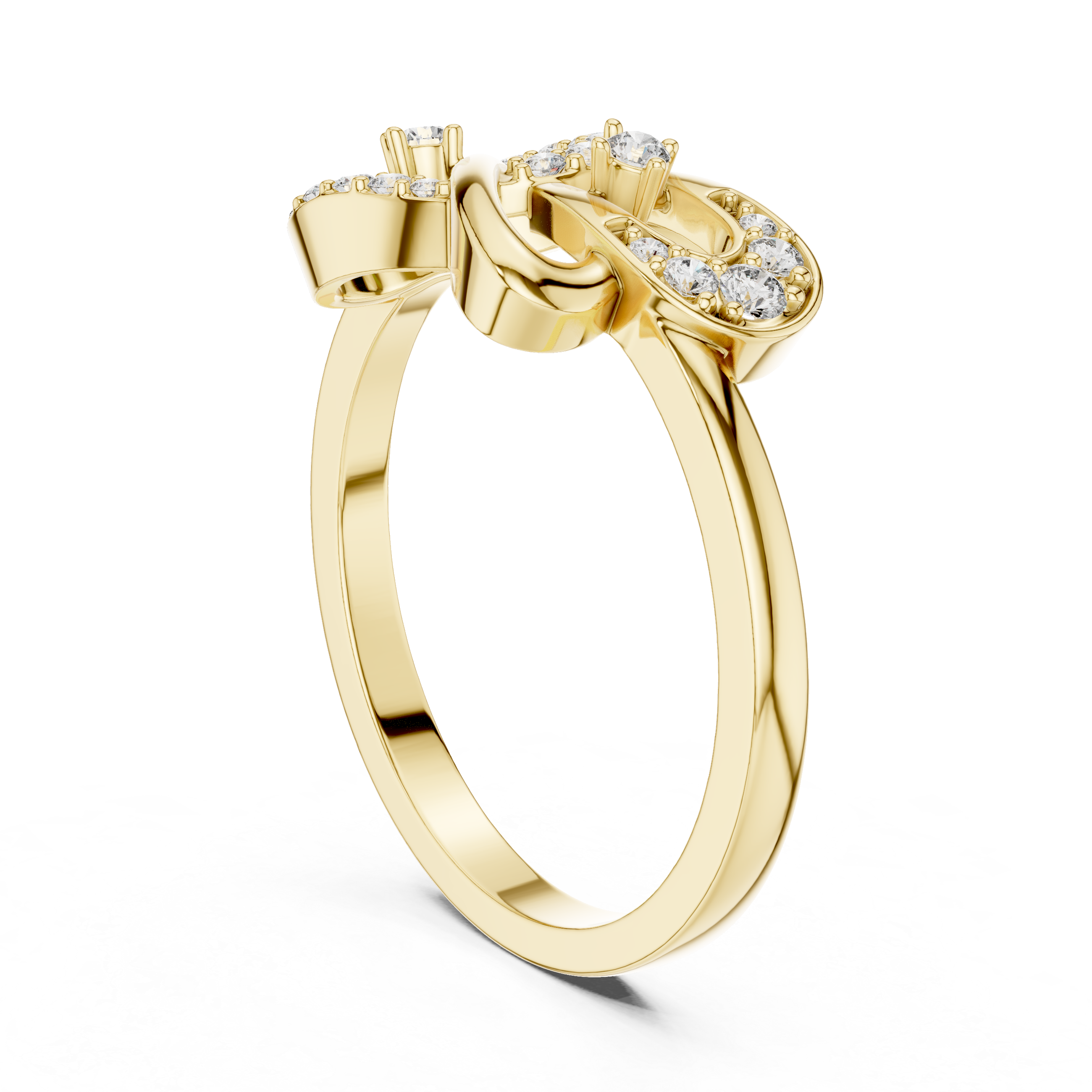 Stylized Infinity-Inspired Yellow Gold Diamond Ring