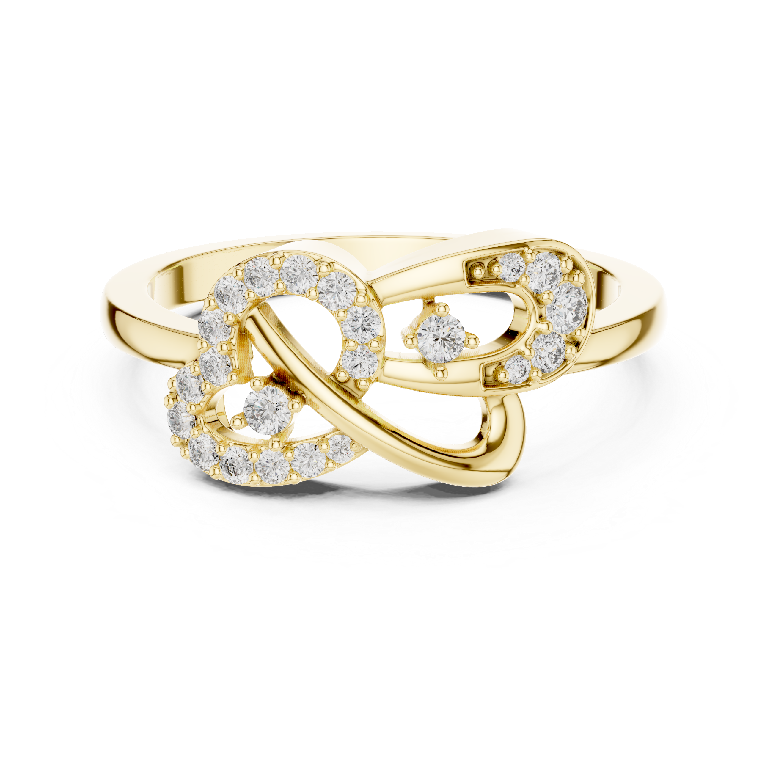 Stylized Infinity-Inspired Yellow Gold Diamond Ring