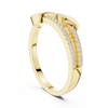 Modern Yellow Gold Ring with Dual Diamond-Studded Bands
