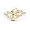Elegant Yellow Gold Ring with Interlocking Diamond-Accented Loops
