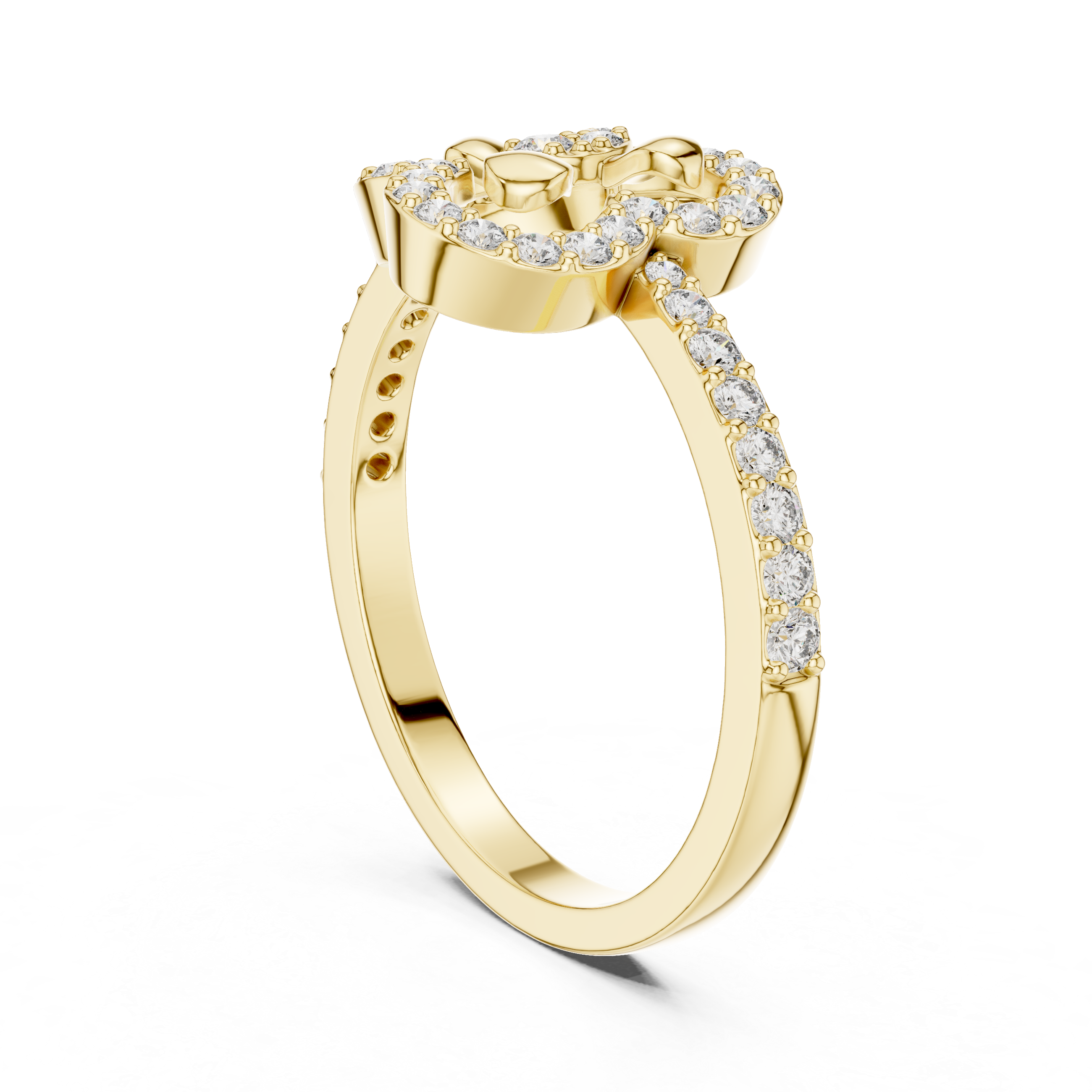 Graceful Yellow Gold Ring with Heart-Shaped Diamond Outline