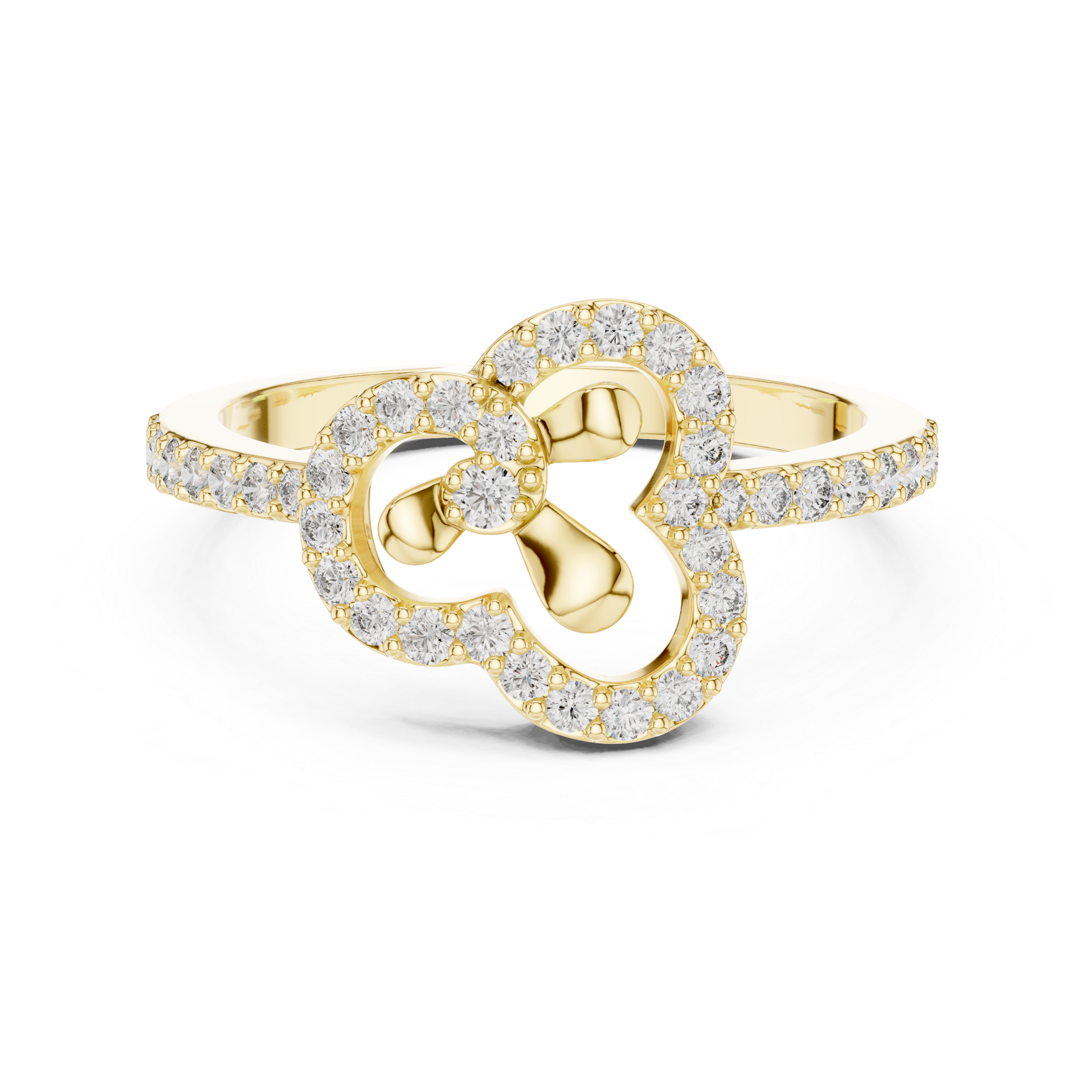 Graceful Yellow Gold Ring with Heart-Shaped Diamond Outline