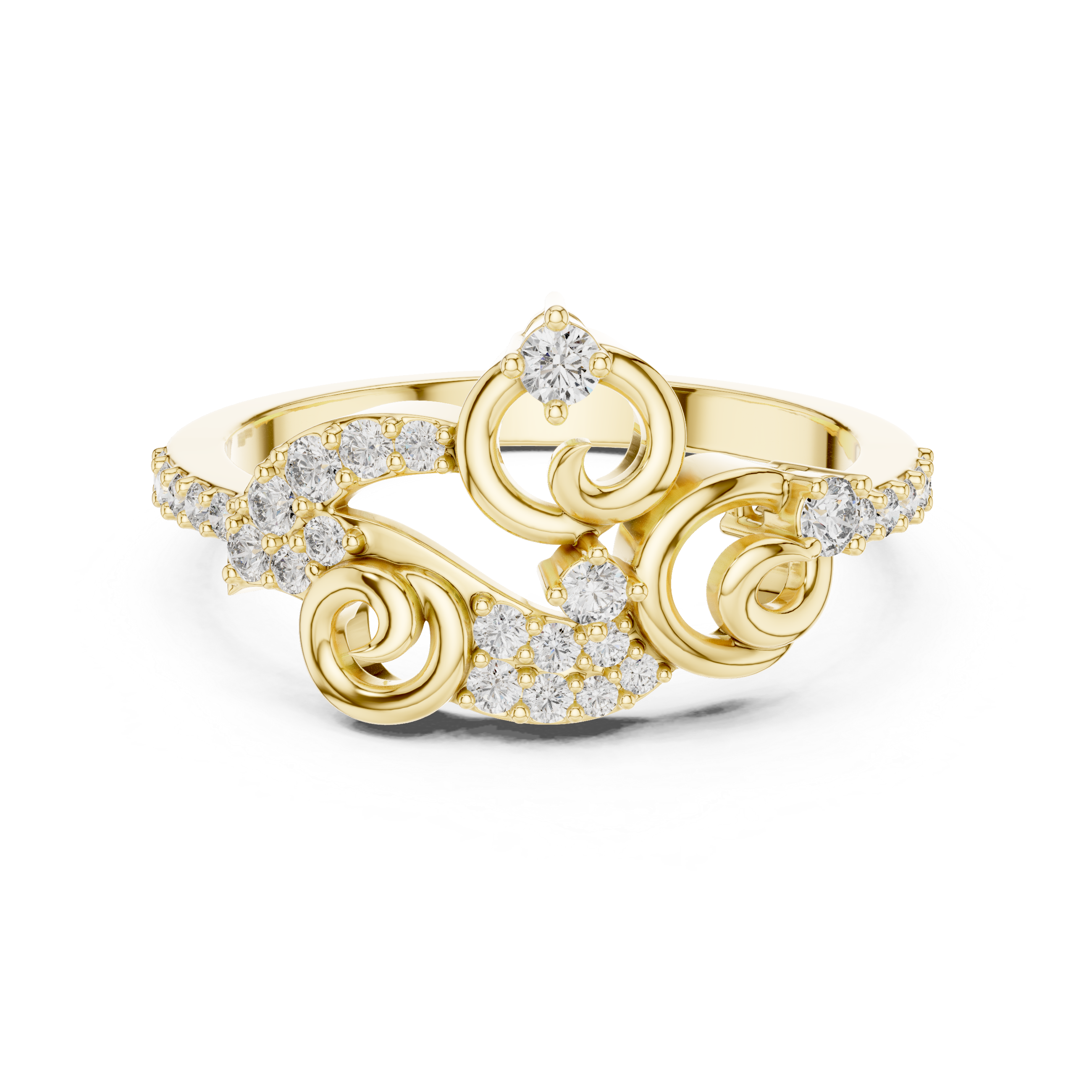 Rose Gold Diamond Floral Swirl Ring