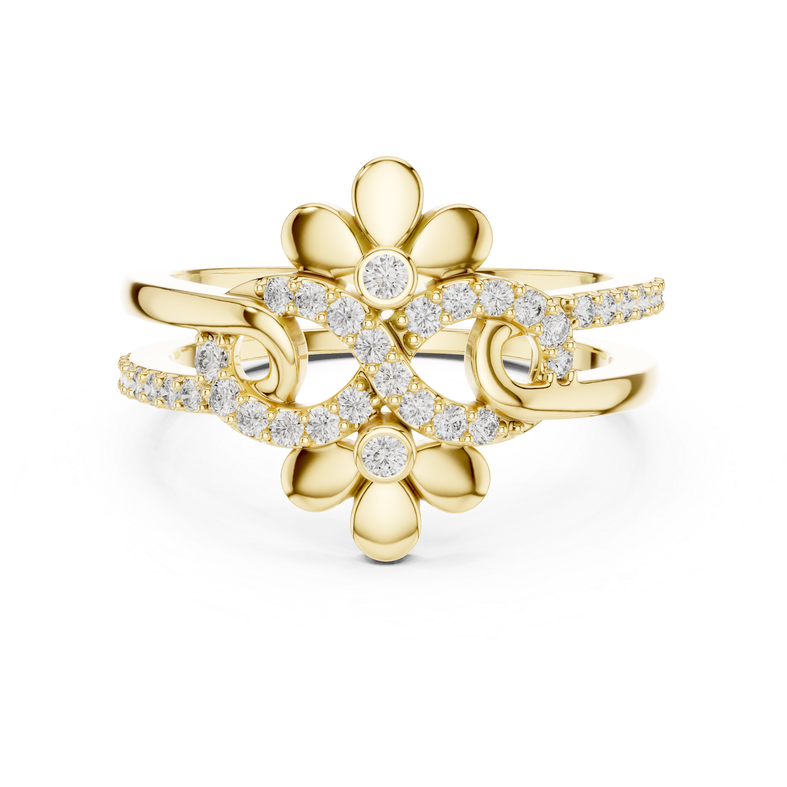 Sparkling Floral Vine Rose Gold Ring