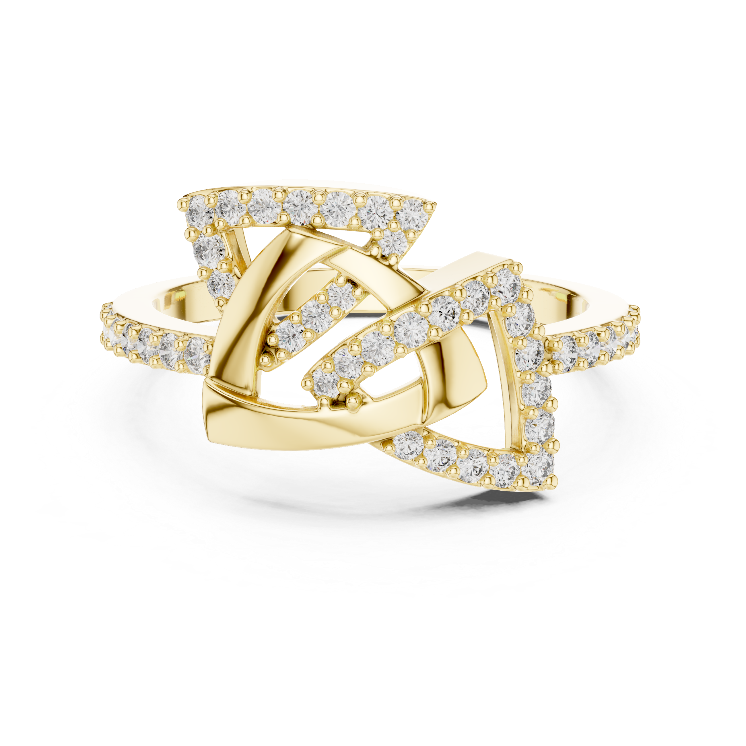 Unique Yellow Gold and Diamond Fashion Ring