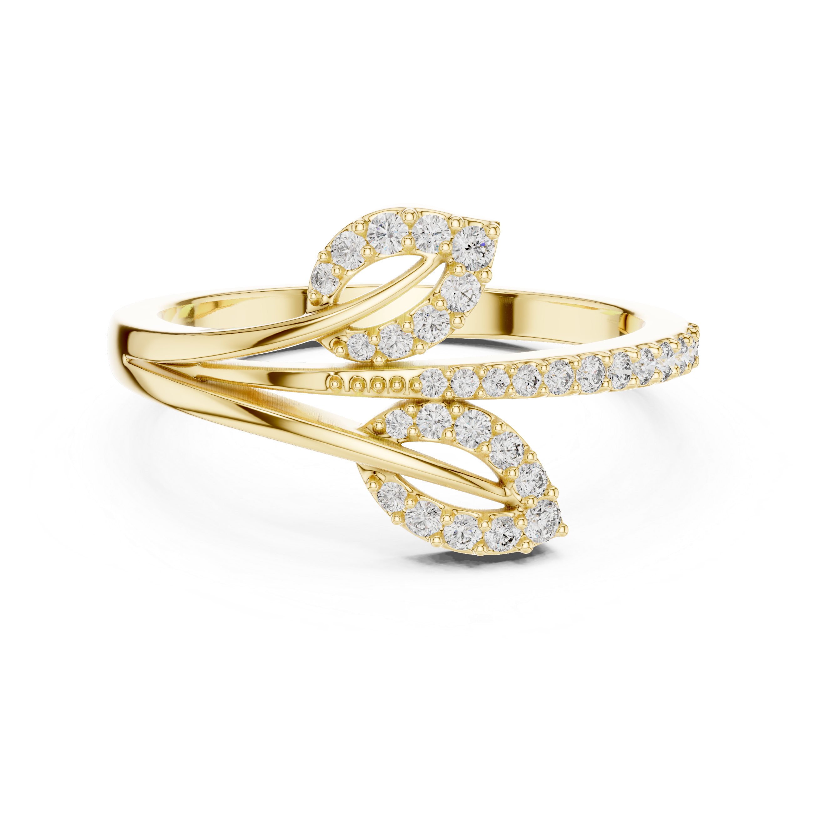 Glowing Horizon Leaf and Diamond Ring