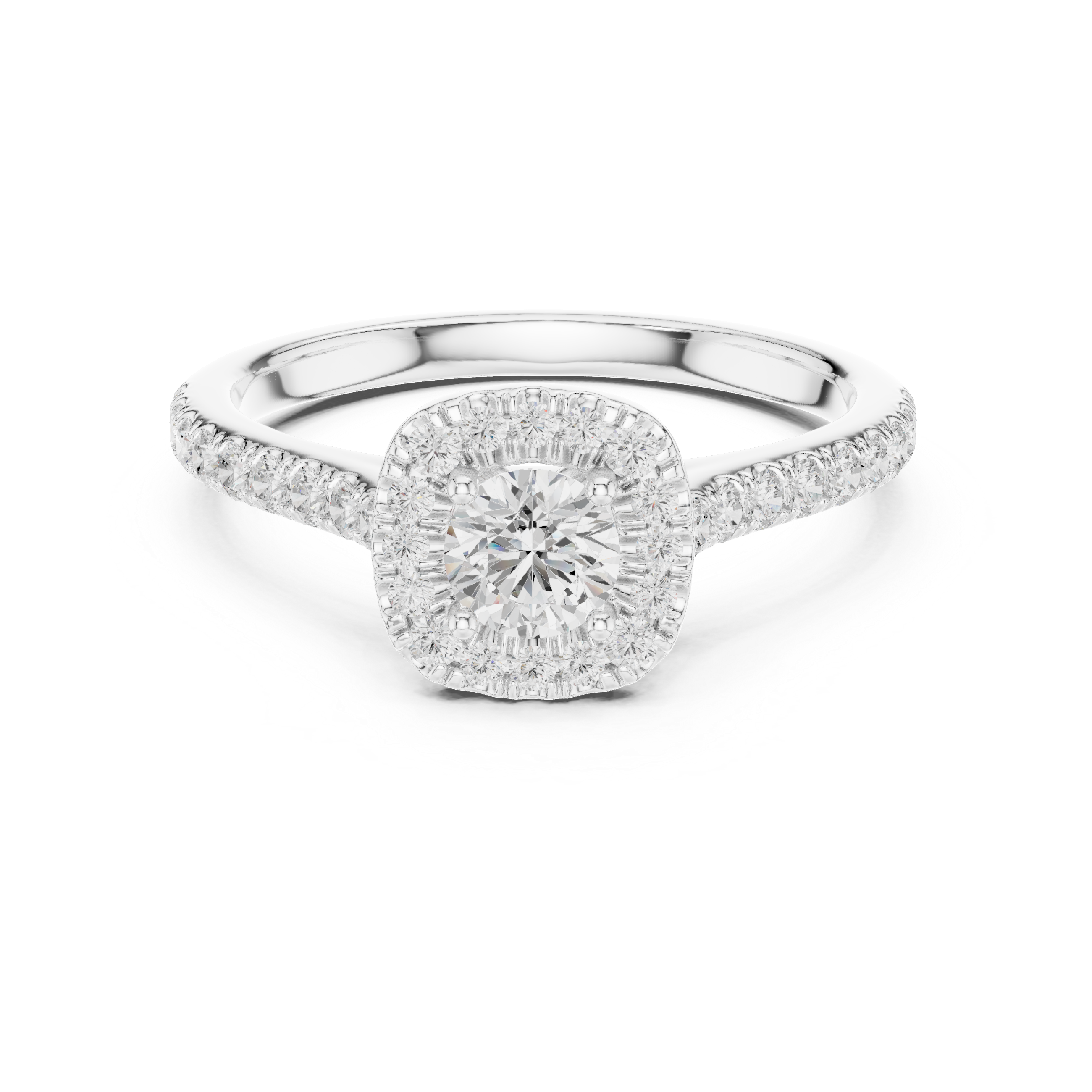 Shimmering Pave Halo Diamond Ring