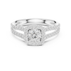 Twin Band Rose Gold Halo Solitaire Ring