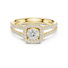 Twin Band Rose Gold Halo Solitaire Ring