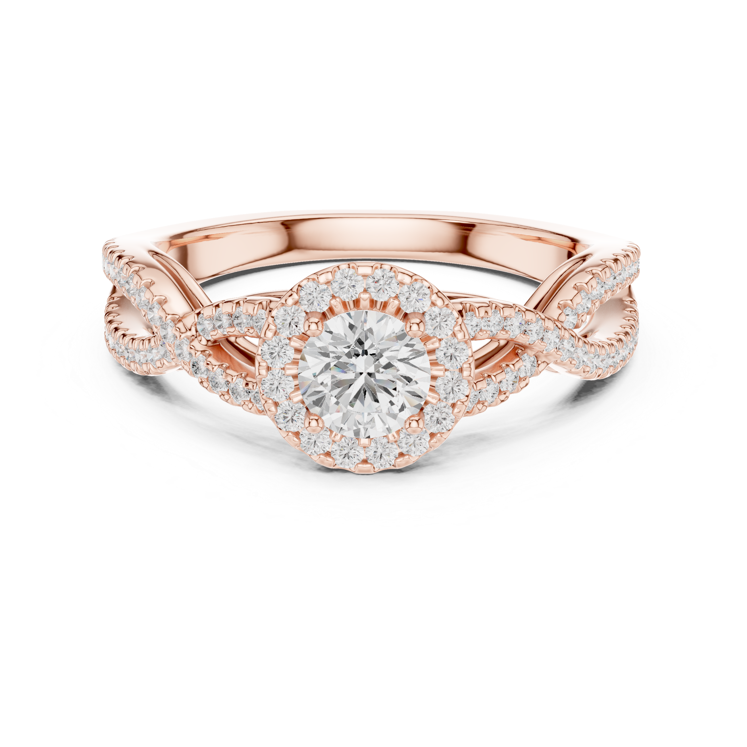 Forever Entwined Rose Gold Halo Ring