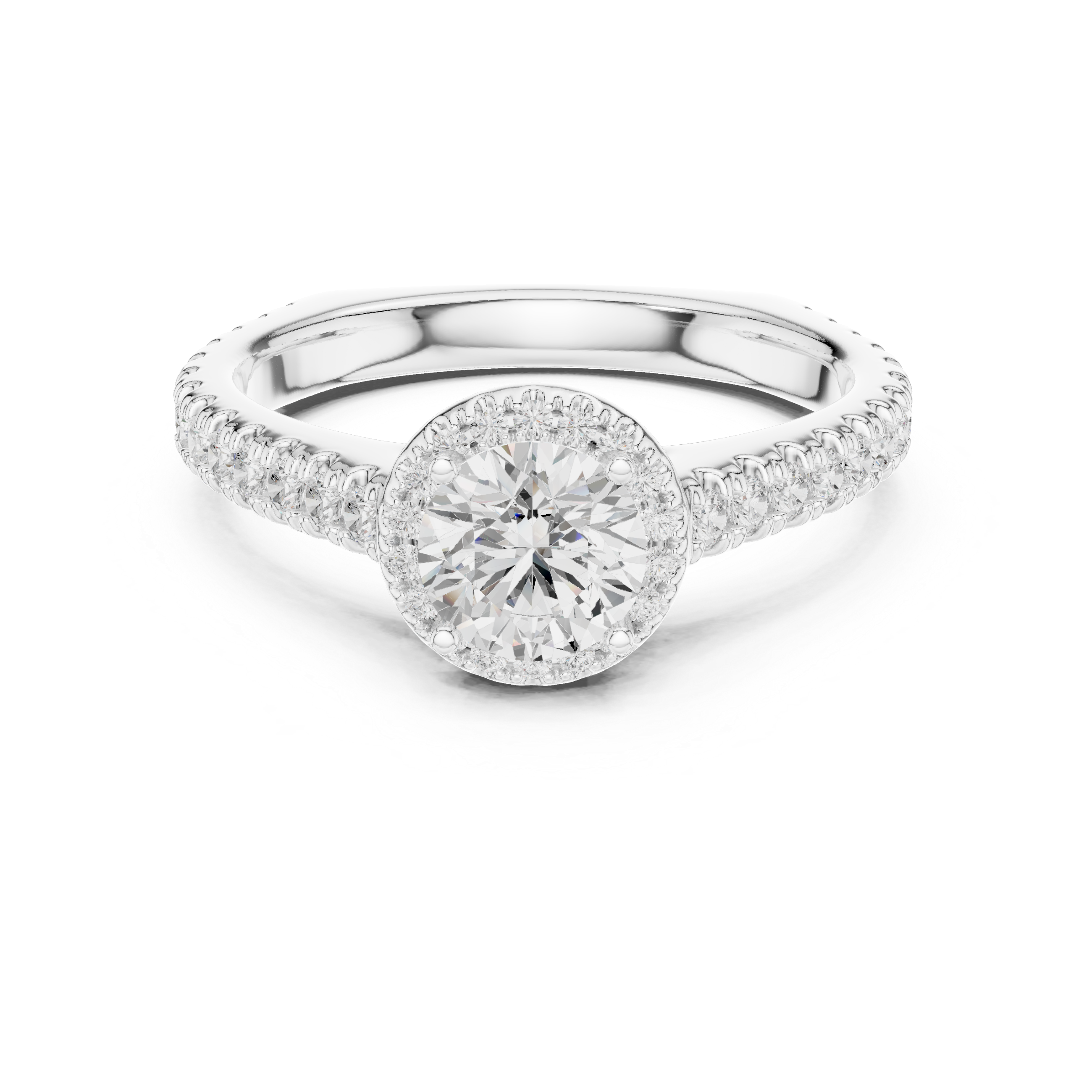 Tapered Rose Gold Engagement Ring with Pav? Diamond Band