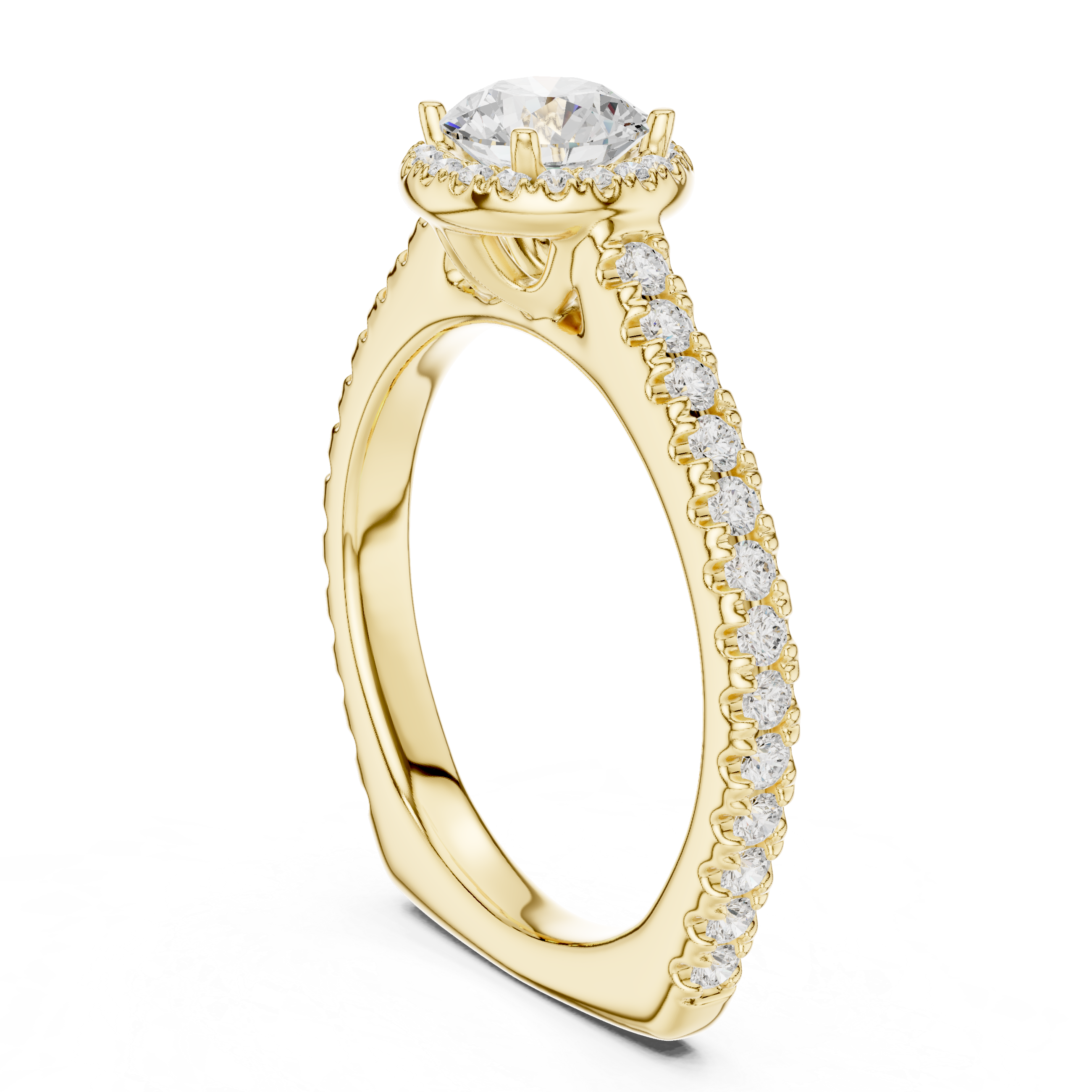 Tapered Rose Gold Engagement Ring with Pav? Diamond Band