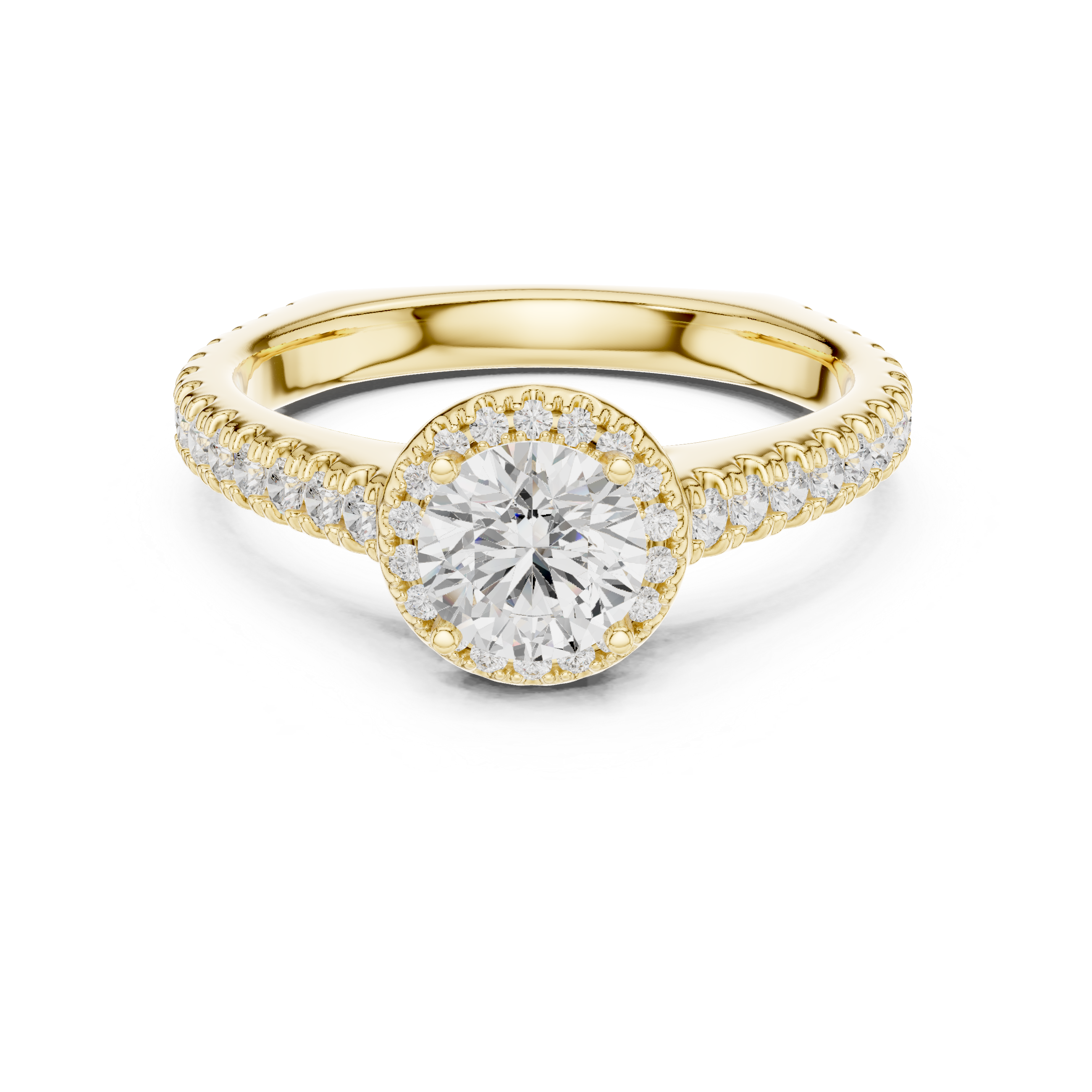 Tapered Rose Gold Engagement Ring with Pav? Diamond Band