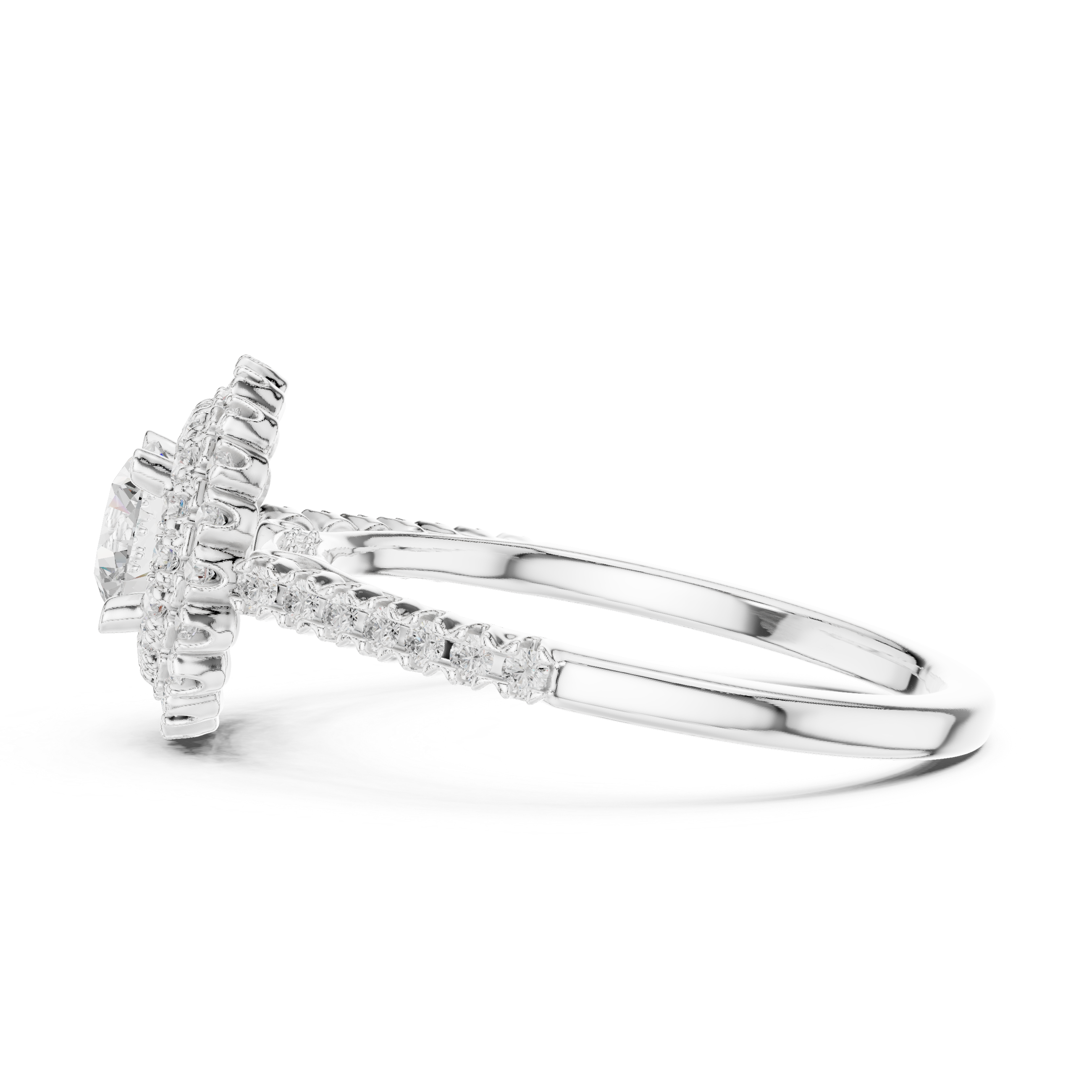 Double Halo Engagement Ring with Milgrain Detailing