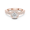 Halo Engagement Ring with Pav? Diamond Band and Scalloped Edge Detailing