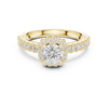 Halo Engagement Ring with Pav? Diamond Band and Scalloped Edge Detailing