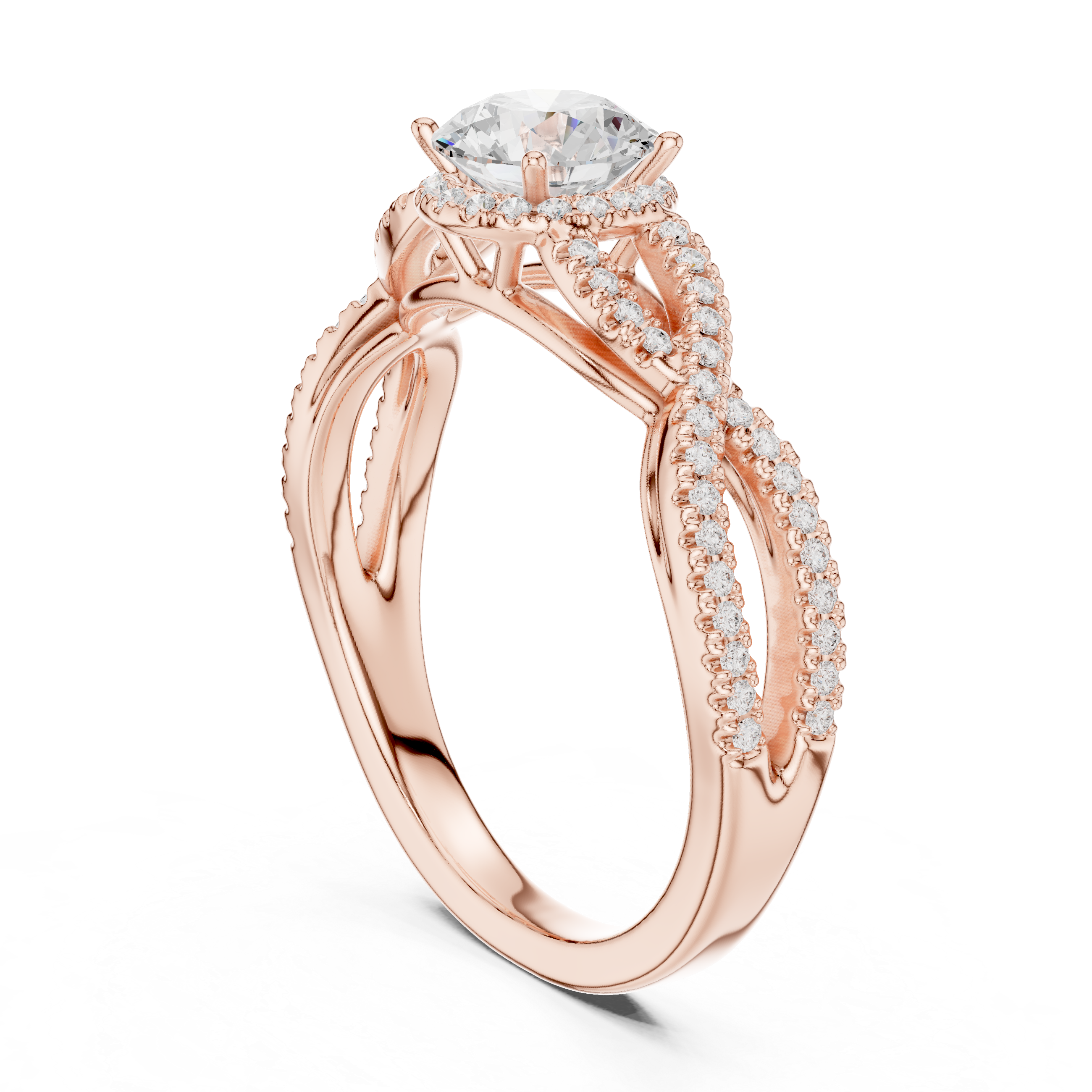 twisted band ring with a large central diamond
