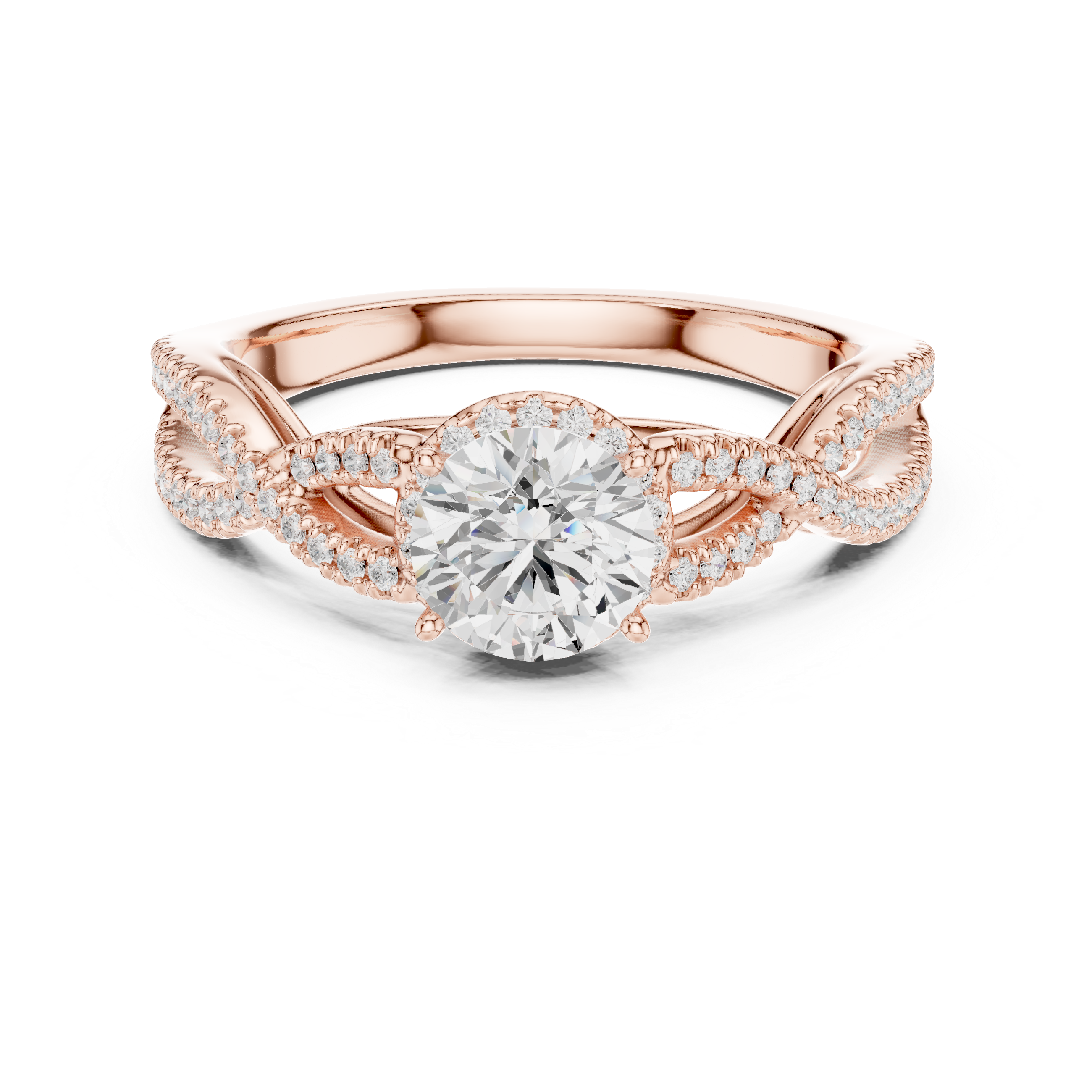 twisted band ring with a large central diamond