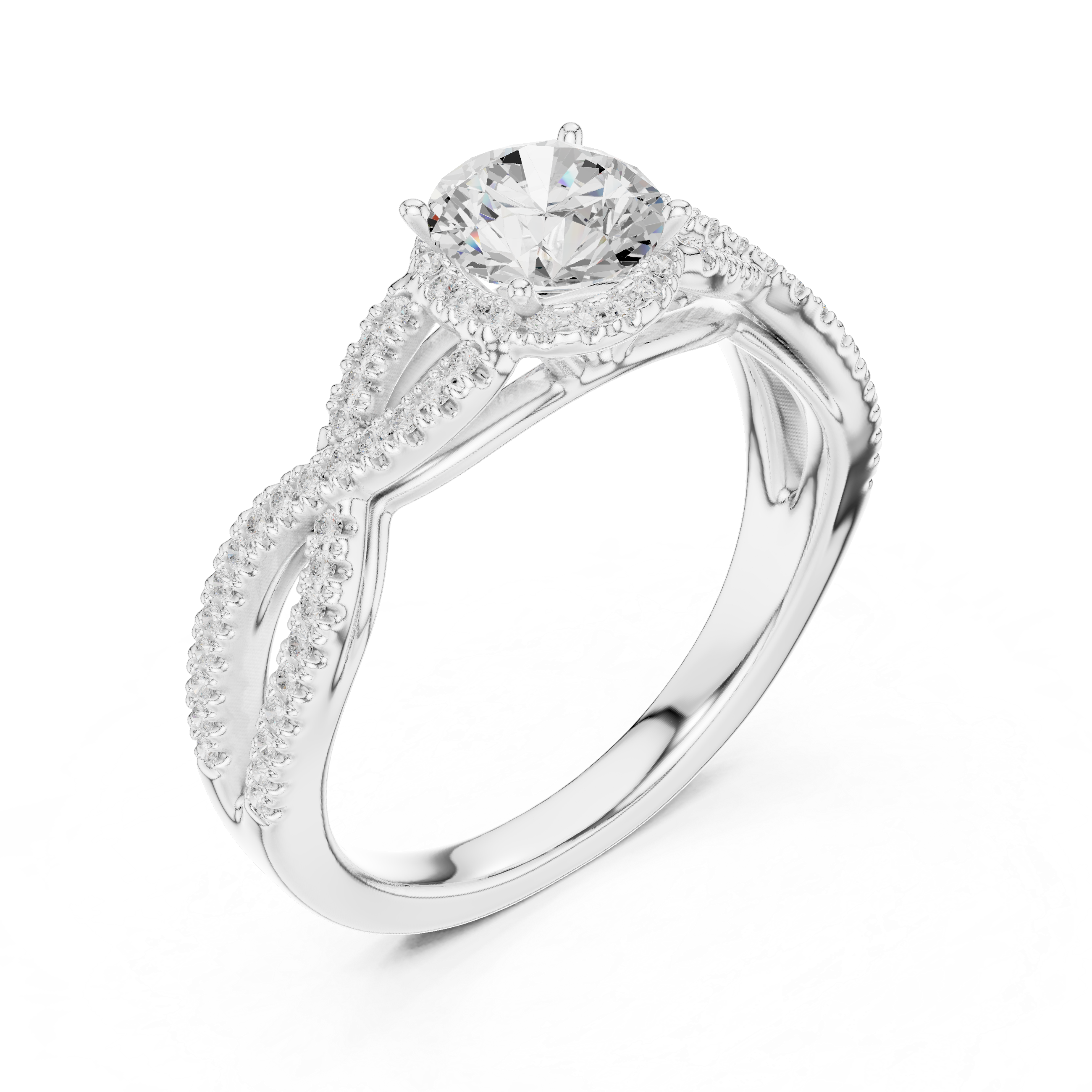 twisted band ring with a large central diamond